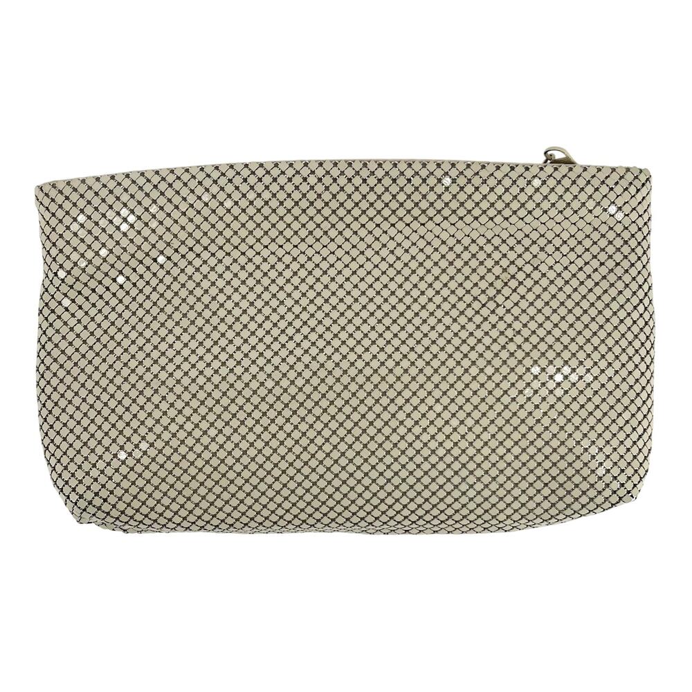 80s beige metal mesh clutch evening bag 1980s vintage